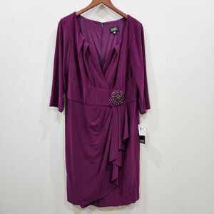 Adrianna Papell Matte Jersey Sheath Dress Plus Size 16W Purple Wedding Guest
